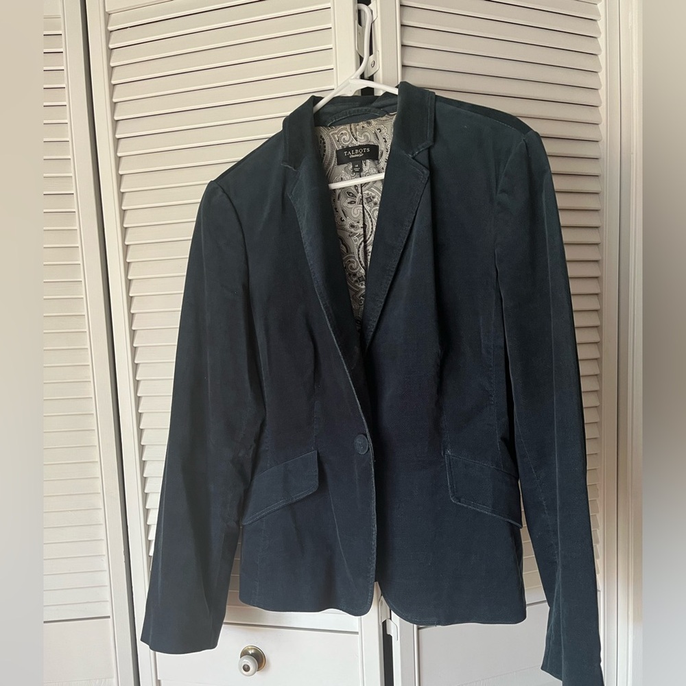 Talbots Teal and Gray Paisley Jacket